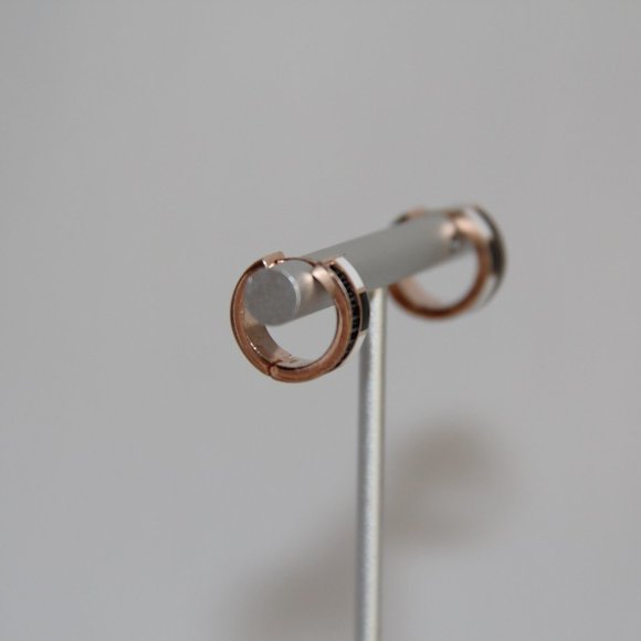 Nickho Rey Black Spinel Enamel Rose Gold Earrings - Picture 5 of 12